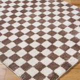 Izaline Machine Washable Modern Shaggy Dark Brown Rug