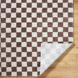 Izaline Machine Washable Modern Shaggy Dark Brown Rug