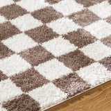 Izaline Machine Washable Modern Shaggy Dark Brown Rug