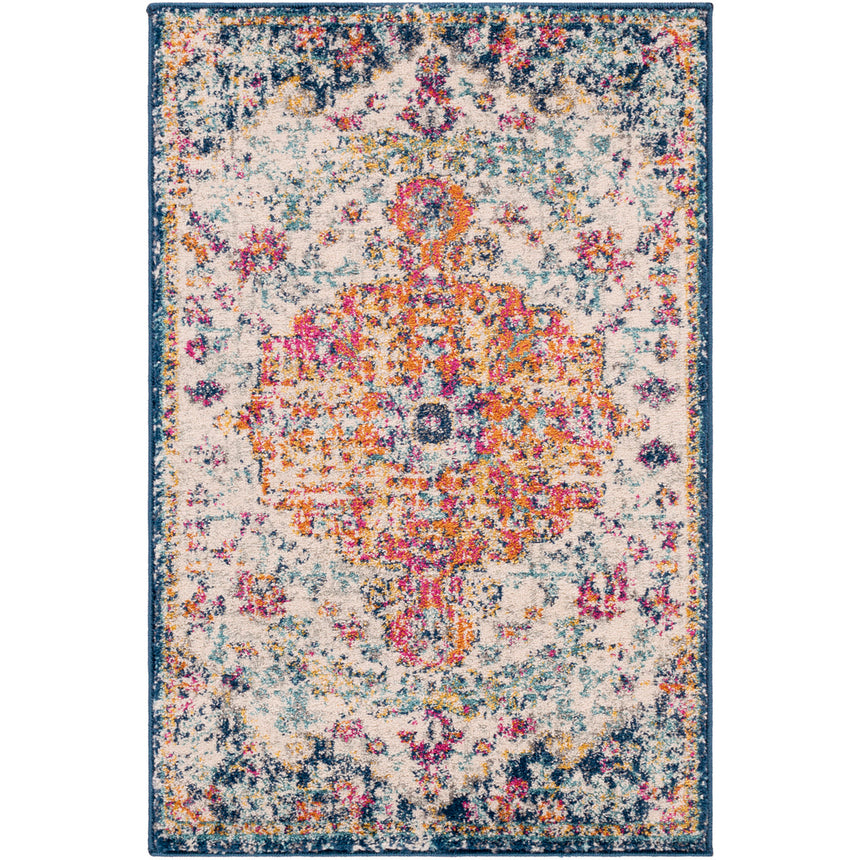Lou Vintage Oriental Boho Saffron/Navy Rug