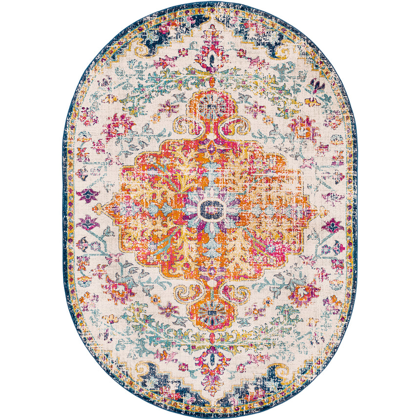 Lou Vintage Oriental Boho Saffron/Navy Rug
