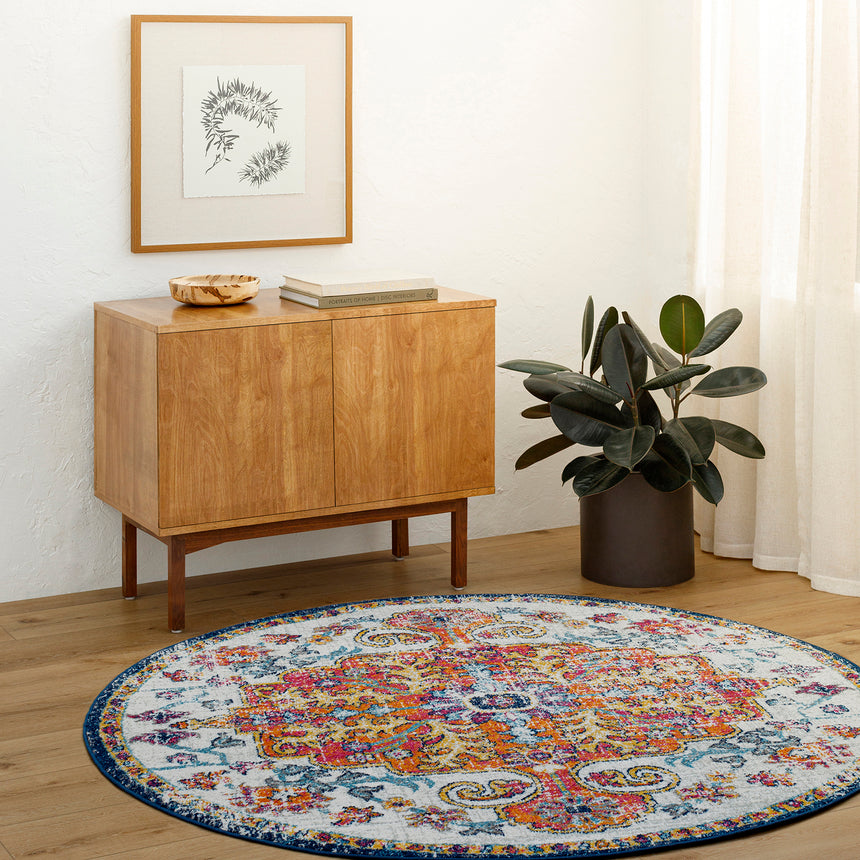 Lou Vintage Oriental Boho Saffron/Navy Rug