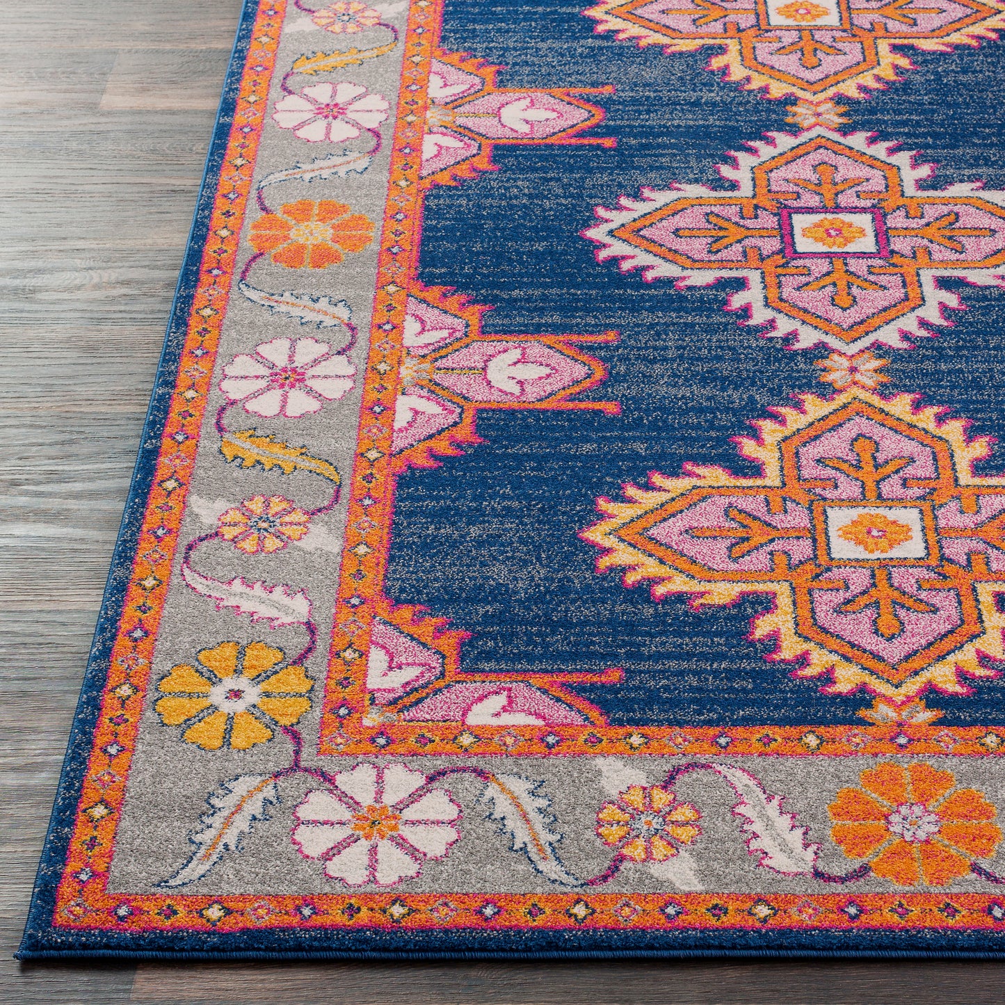 Livabliss Vintage Oriental Boho Navy/Gray Harput Area Rug Front