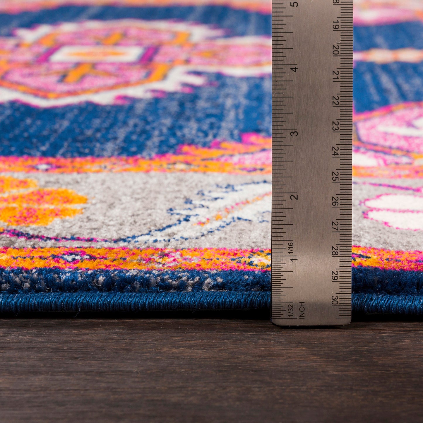 Livabliss Vintage Oriental Boho Navy/Gray Harput Area Rug Pile