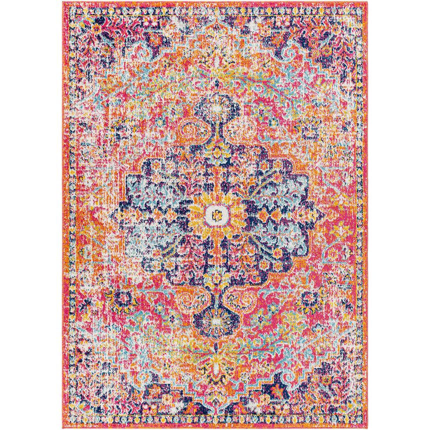 Lou Vintage Oriental Boho Orange/Dark Blue Rug