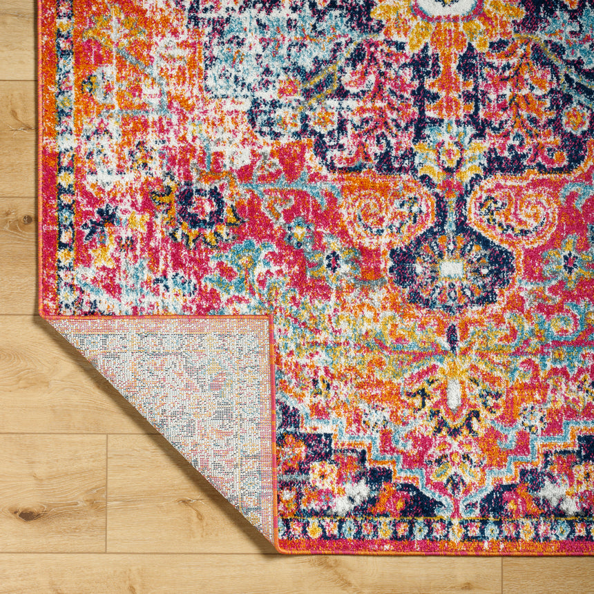 Lou Vintage Oriental Boho Orange/Dark Blue Rug