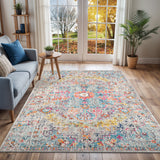 Lou Vintage Oriental Boho Teal/Beige Rug