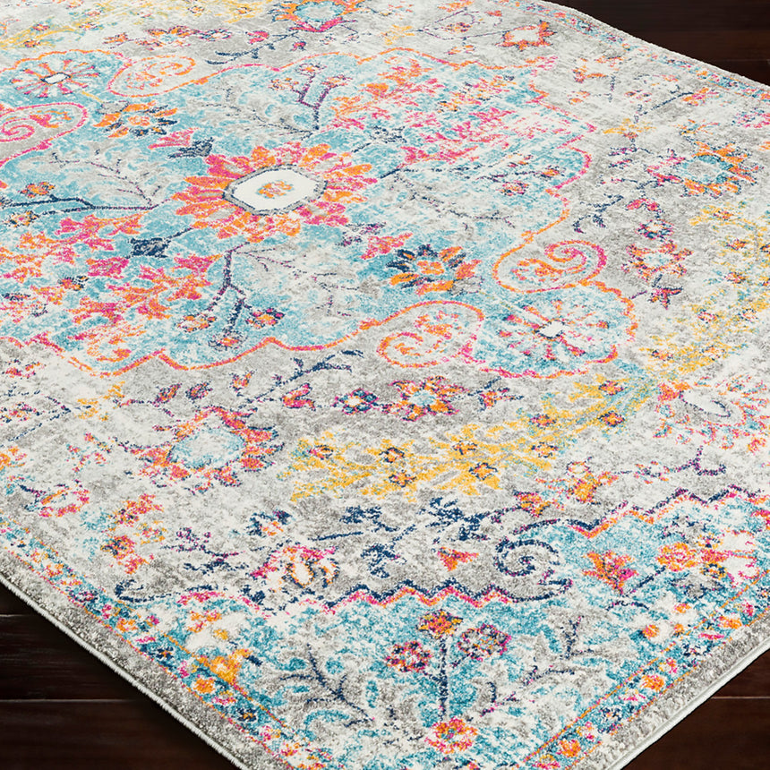 Lou Vintage Oriental Boho Teal/Beige Rug