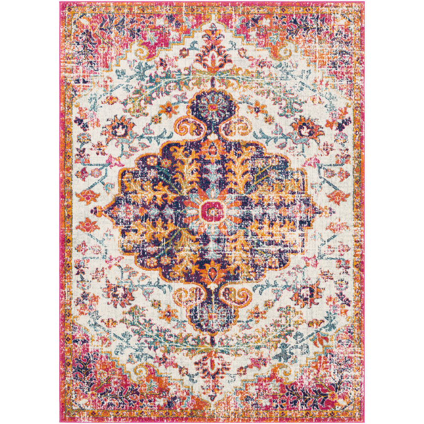 Lou Vintage Oriental Boho Neon Pink Rug