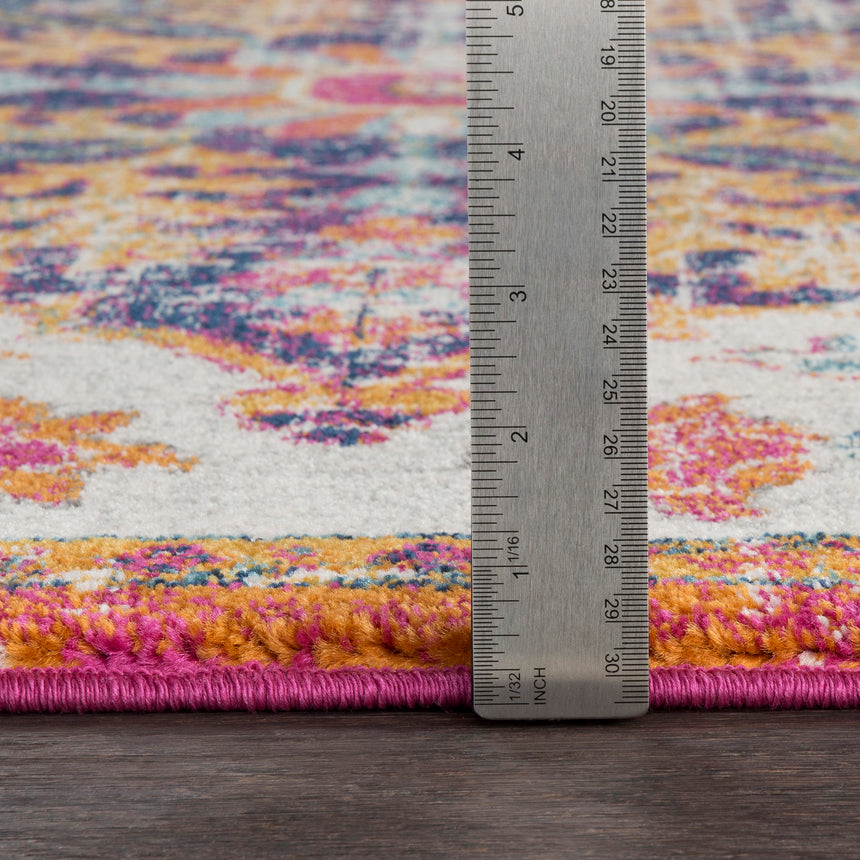 Lou Vintage Oriental Boho Neon Pink Rug