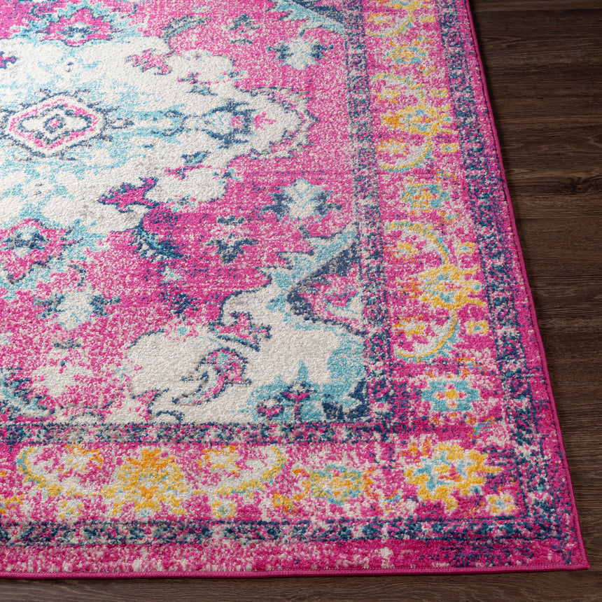 Adity Vintage Oriental Boho Bright Pink Rug