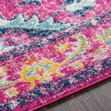 Adity Vintage Oriental Boho Bright Pink Rug