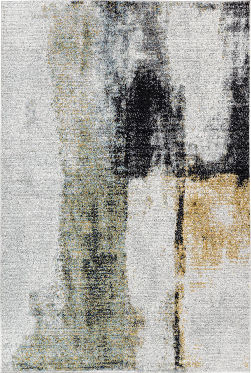 Daisy Abstract Modern Marble Yellow Rug - Image 1