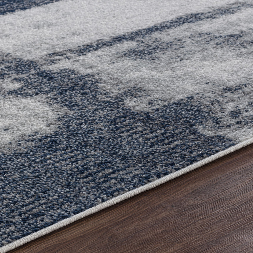 Daisy Abstract Modern Marble Blue Rug - Image 3