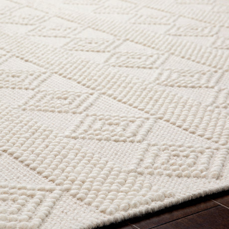 Tarini Hand-Woven Cottage Wool White Rug - Image 3