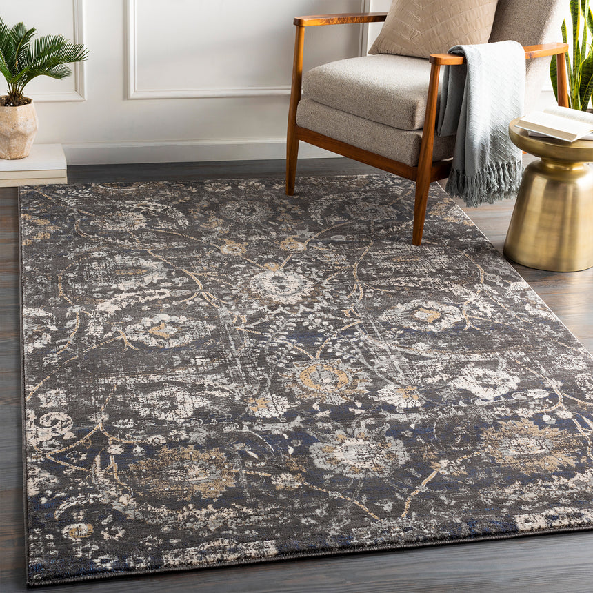 Aarya Vintage Oriental Boho Black Rug