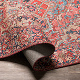 Viorica Vintage Oriental Boho Bright Red/Navy/Wheat/Ice Blue/Grass Rug - Image 4