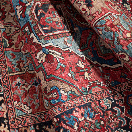 Viorica Vintage Oriental Boho Bright Red/Navy/Wheat/Ice Blue/Grass Rug - Image 7