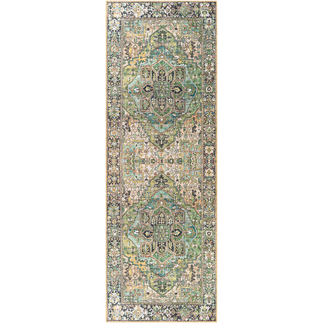 Viorica Vintage Oriental Boho Dark Green Rug - Image 1