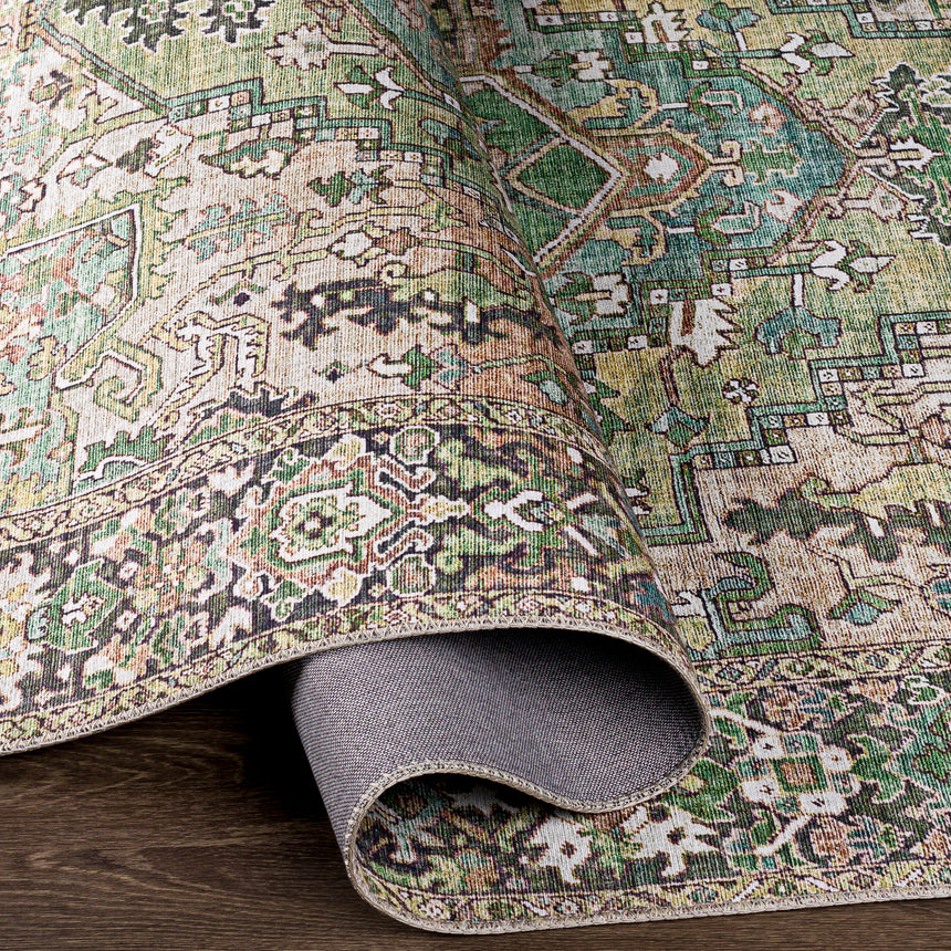Viorica Vintage Oriental Boho Dark Green Rug - Image 4