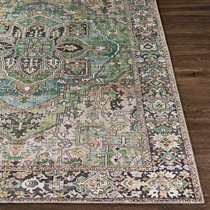Viorica Vintage Oriental Boho Dark Green Rug - Image 5