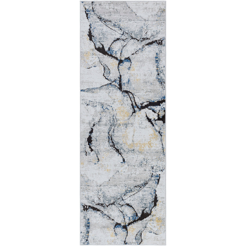 Lyna Abstract Modern Marble Ivory Grey Rug