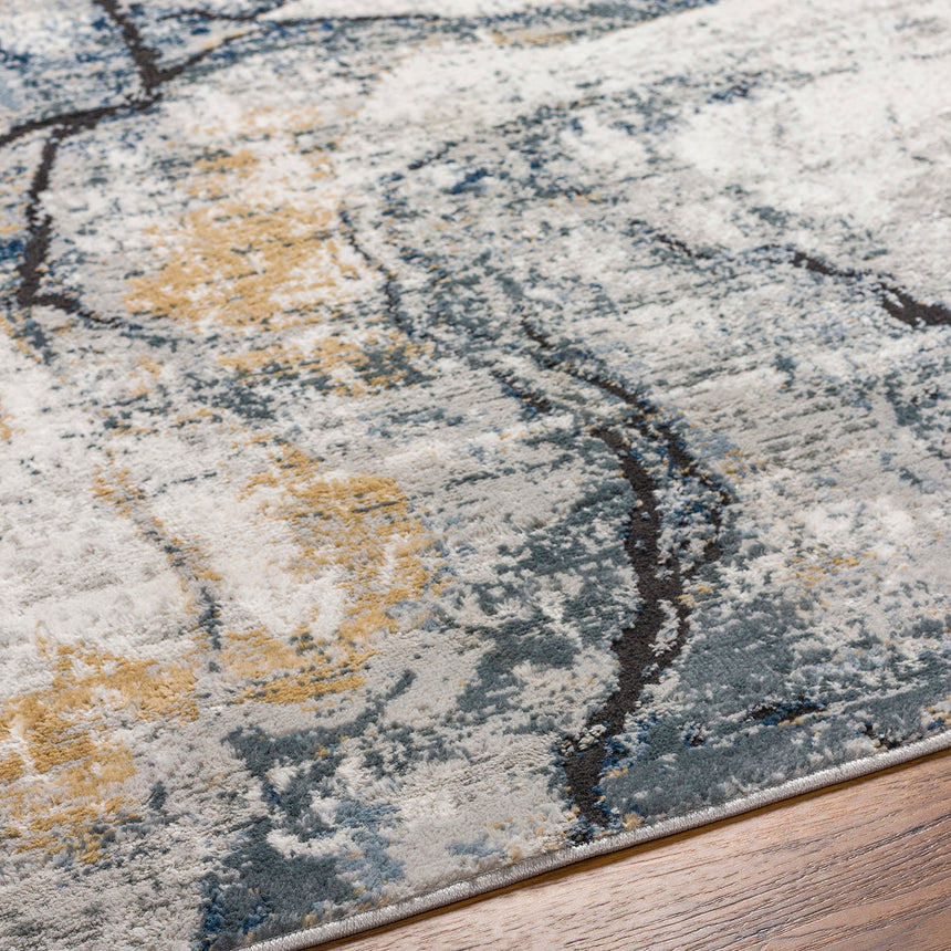 Lyna Abstract Modern Marble Ivory Grey Rug