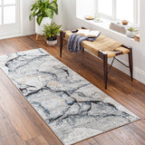 Lyna Abstract Modern Marble Ivory Grey Rug