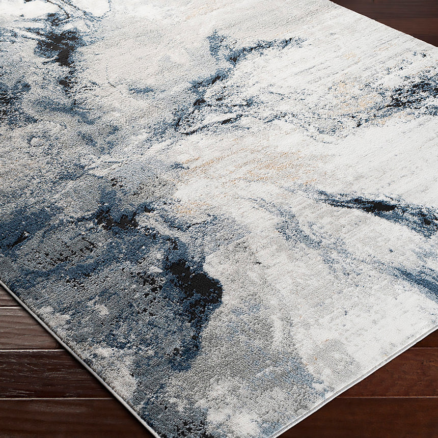 Emma Abstract Modern Marble Dark Blue Rug - Image 6