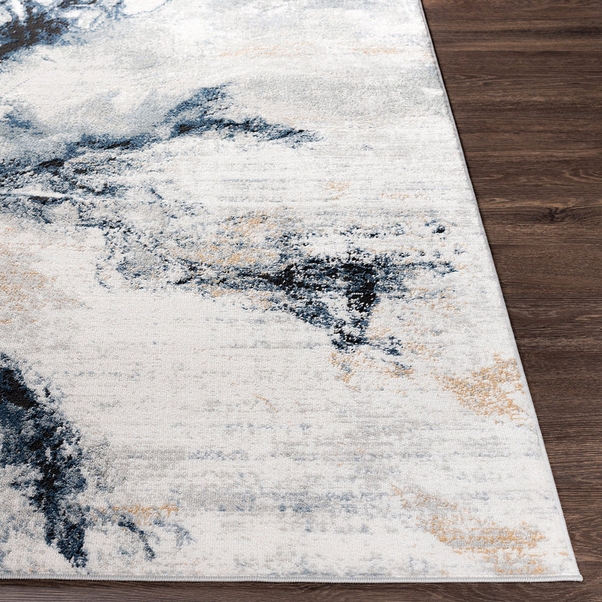 Emma Abstract Modern Marble Dark Blue Rug - Image 5