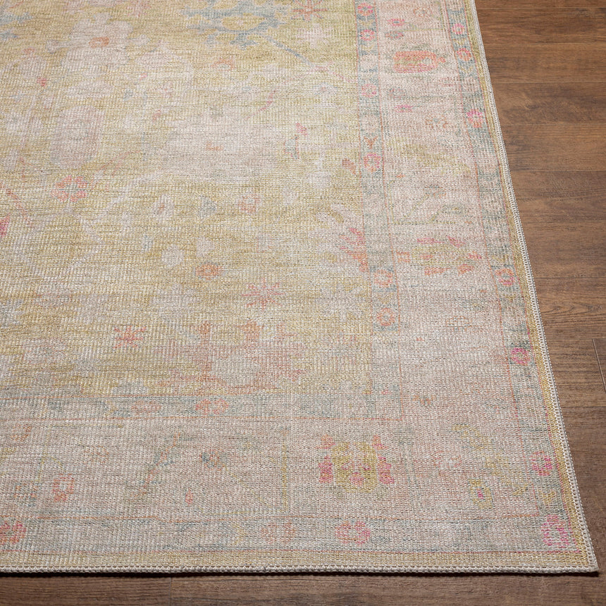 Amari Machine Washable Traditionnal Boho Sage Rug