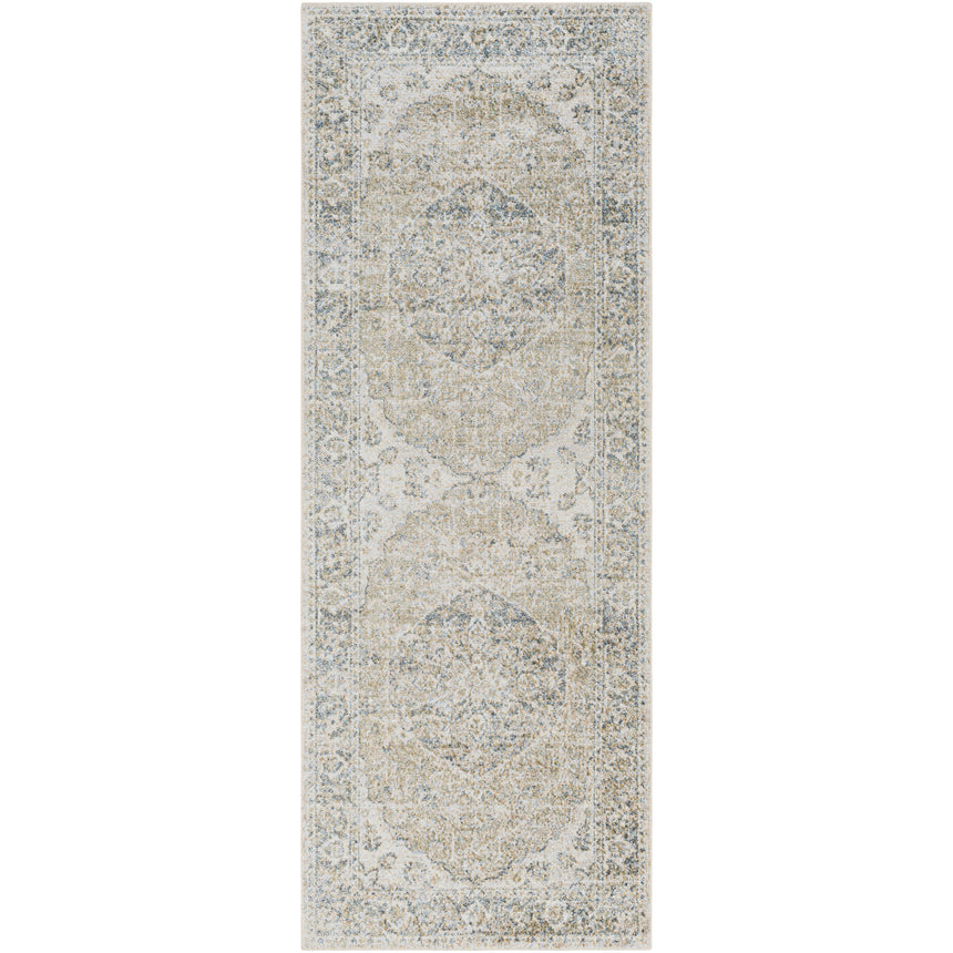 Amayra Machine Washable Traditionnal Boho Olive/Dark Blue Rug