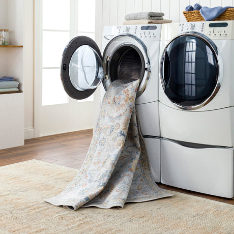 Esther Machine Washable Oriental Boho Grey/Oatmeal Rug - Image 9
