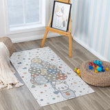 Ballon Buddy Kids Machine Washable Multicolour/Beige Bedroom Rug