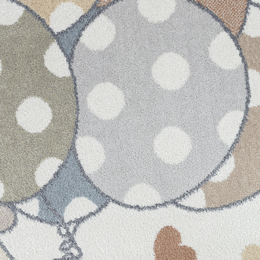Ballon Buddy Kids Machine Washable Multicolour/Beige Bedroom Rug