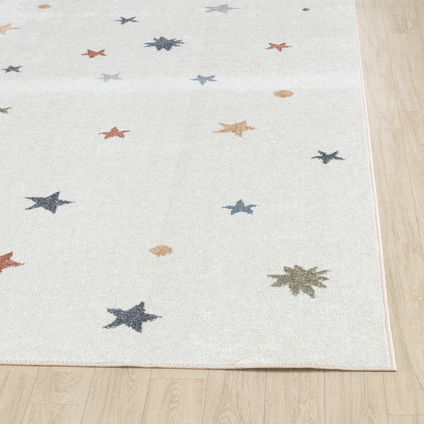 Stella Kids Machine Washable Multicolour/Beige Bedroom Rug