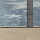 Supermama Kids Machine Washable Blue/Beige Bedroom Rug