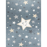 Supermama Kids Machine Washable Blue/Beige Bedroom Rug