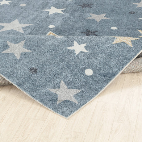 Supermama Kids Machine Washable Blue/Beige Bedroom Rug - Image 4