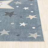 Supermama Kids Machine Washable Blue/Beige Bedroom Rug