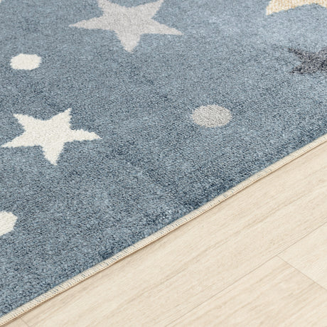 Supermama Kids Machine Washable Blue/Beige Bedroom Rug - Image 3