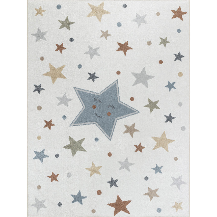 Supermama Kids Machine Washable Multicolour/Blue Bedroom Rug