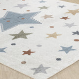 Supermama Kids Machine Washable Multicolour/Blue Bedroom Rug