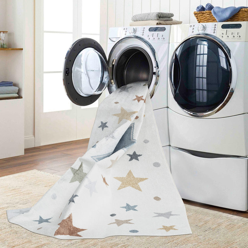 Supermama Kids Machine Washable Multicolour/Blue Bedroom Rug