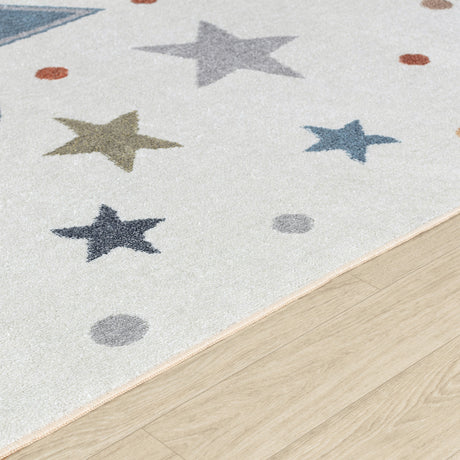 Supermama Kids Machine Washable Multicolour/Blue Bedroom Rug - Image 3