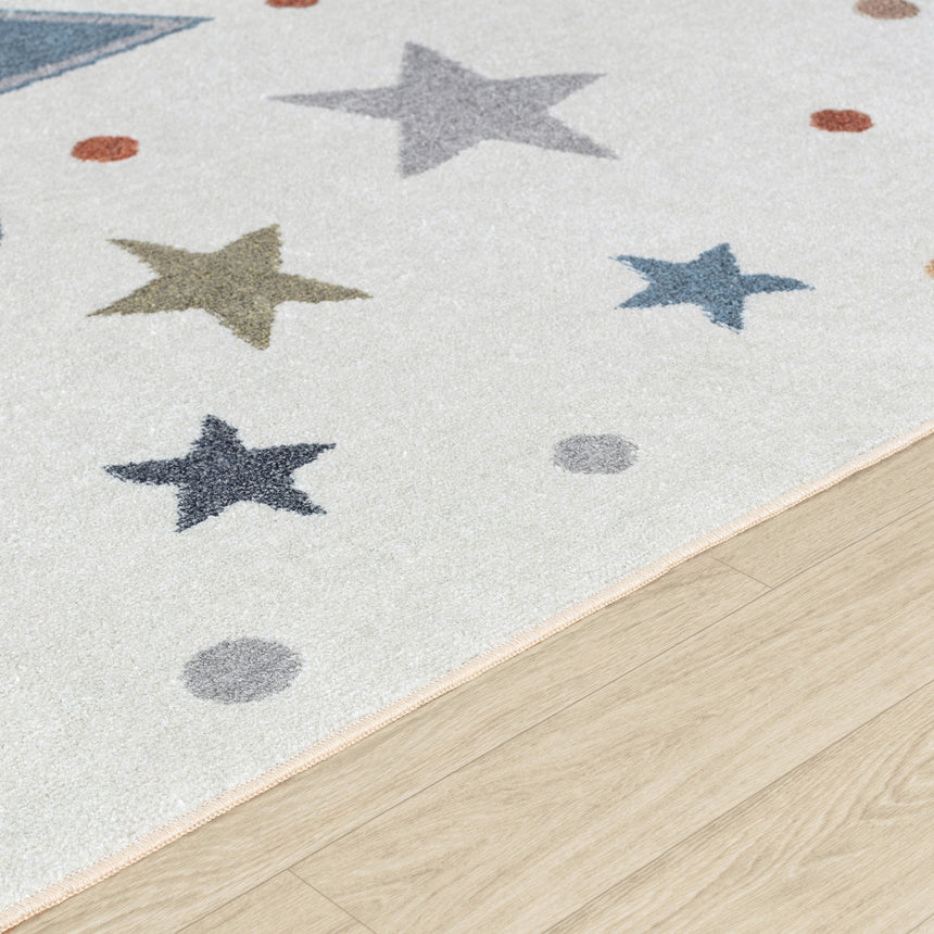 Supermama Kids Machine Washable Multicolour/Blue Bedroom Rug