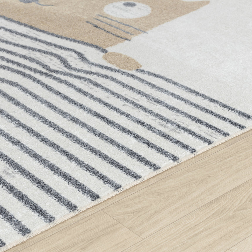 Catnap Kids Machine Washable Brown/Beige Bedroom Rug