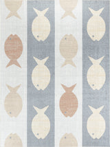 Aquafiesta Kids Machine Washable Beige/Grey/Orange Bedroom Rug