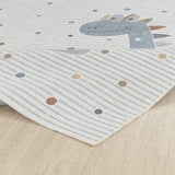 Dino Kids Machine Washable Beige/Grey Bedroom Rug - Image 4