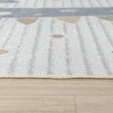 Dino Kids Machine Washable Beige/Grey Bedroom Rug - Image 7